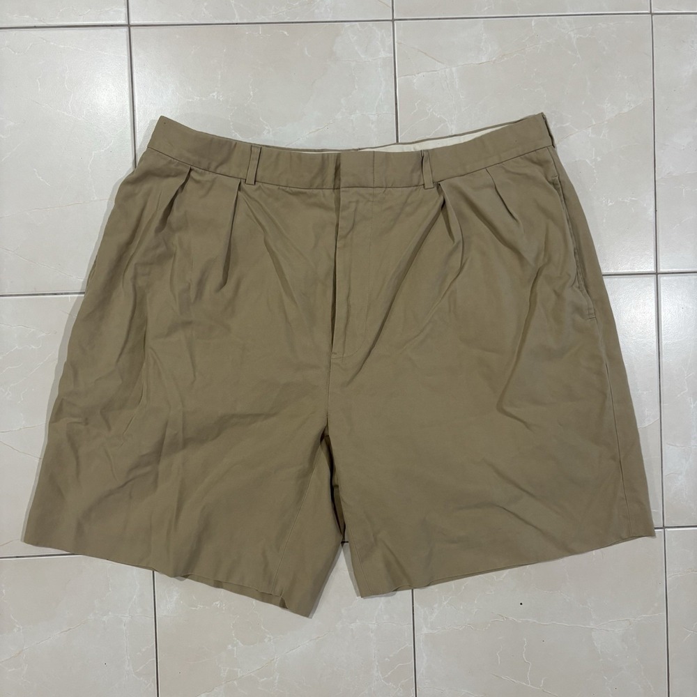 Vintage Polo Ralph Lauren Pleated Shorts Silk Blend Khaki Men's 38 Preppy Tyler